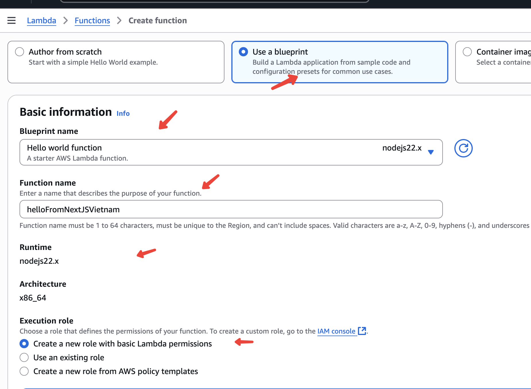 Lambda blueprint function